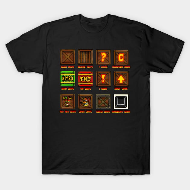 Crash Bandicoot Crates T-Shirt by xMorfina